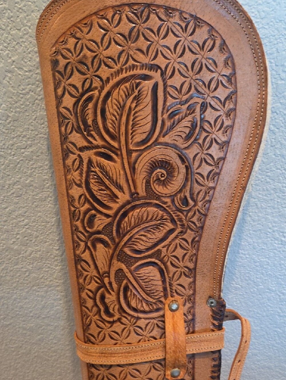 Tooled Leather Rifle/Shotgun Case in Tan - Picture 2 of 6
